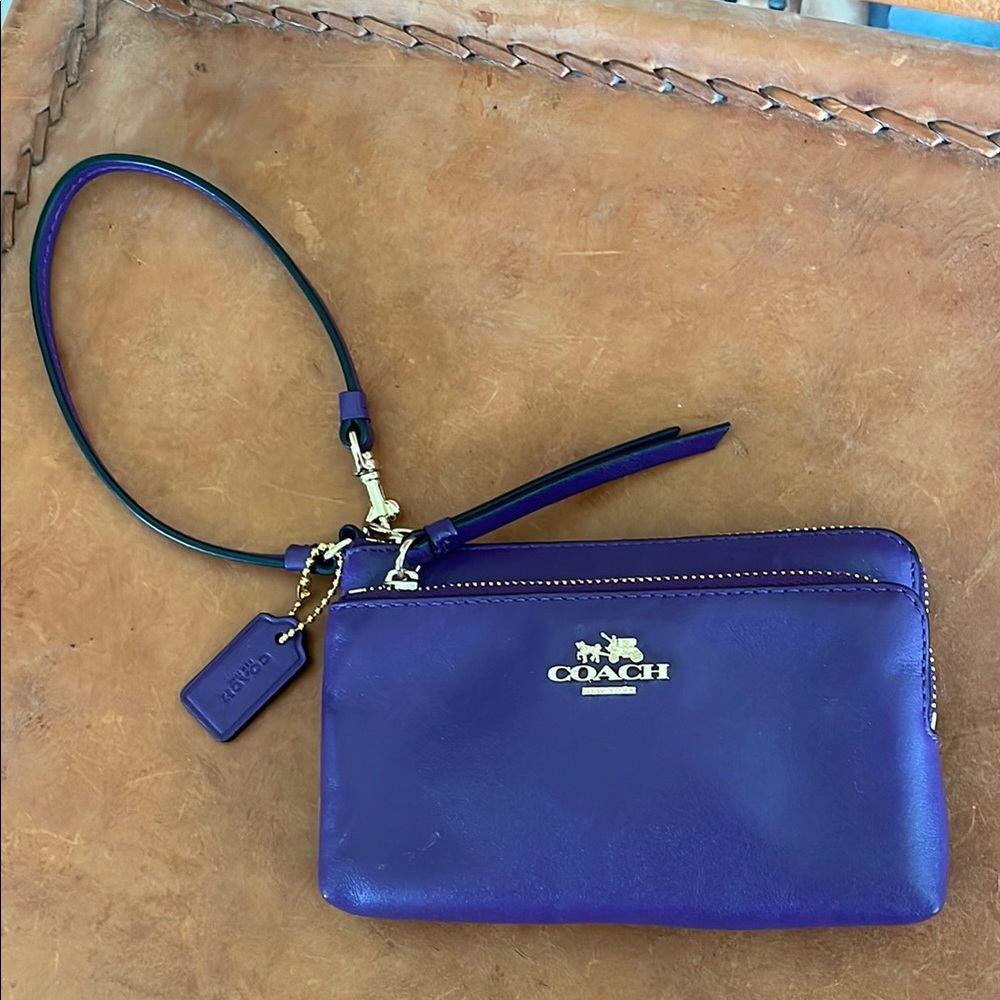 Coach Violet Wristlet with Gold Details
